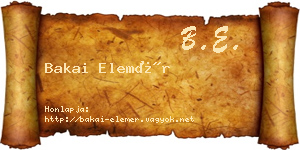 Bakai Elemér névjegykártya